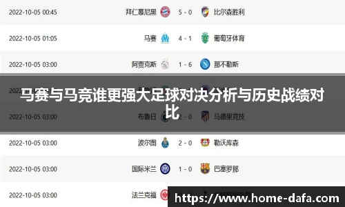 马赛与马竞谁更强大足球对决分析与历史战绩对比
